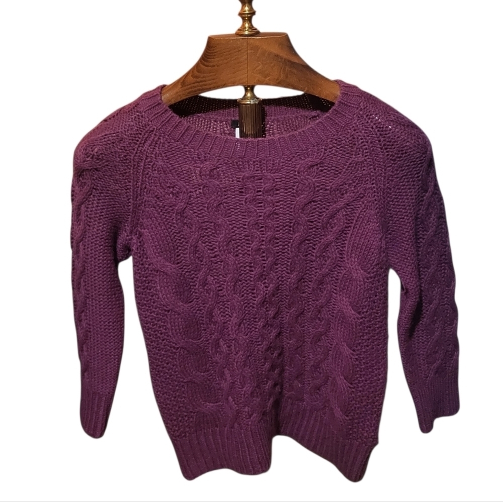 J. Crew Women's Purple Alpaca Wool Blend Crewneck Cableknit Sweater Size XS - Picture 1 of 4